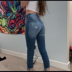 Ankle mid-rise ripped blue jeans by cello